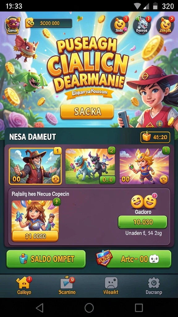 Ilustrasi level tantangan yang penuh aksi dan petualangan.