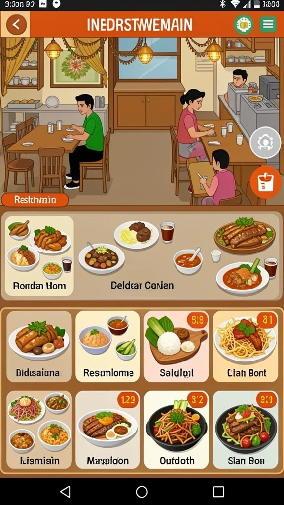 Tampilan awal permainan dengan karakter-karakter menarik.